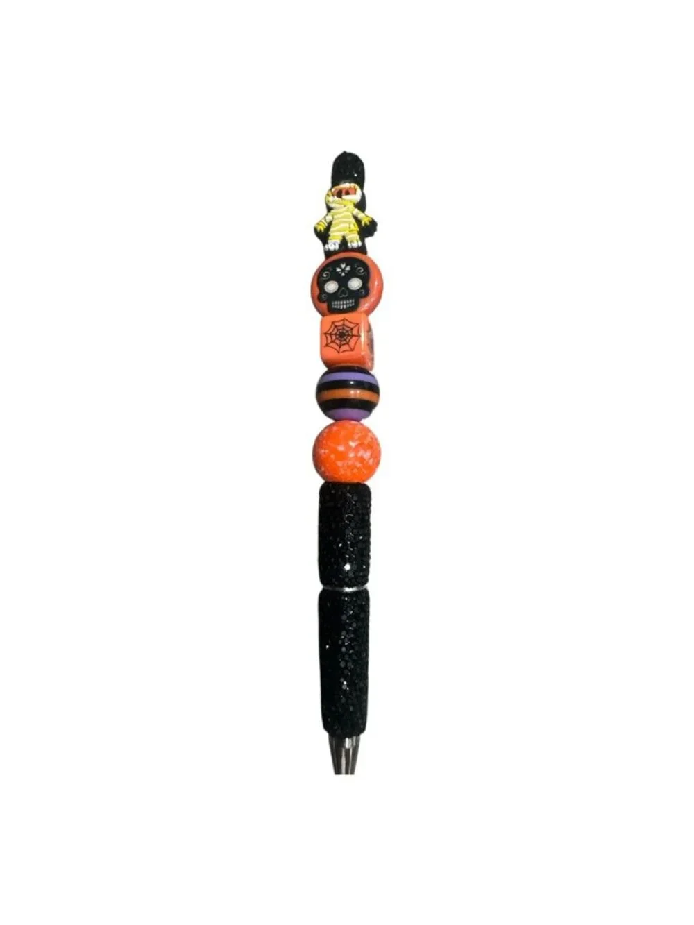 Halloween-Themed Decorative Pen With Beaded Design & Mummy Topper